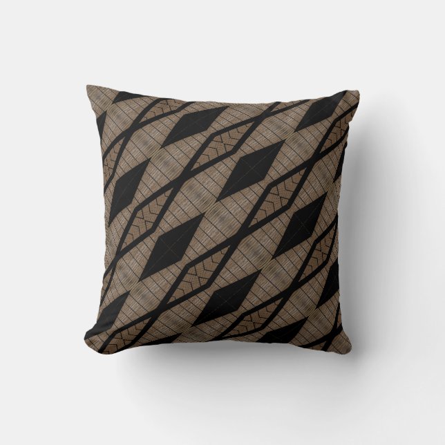 THP - 058 - Black and Brown - Throw Pillow (Front)