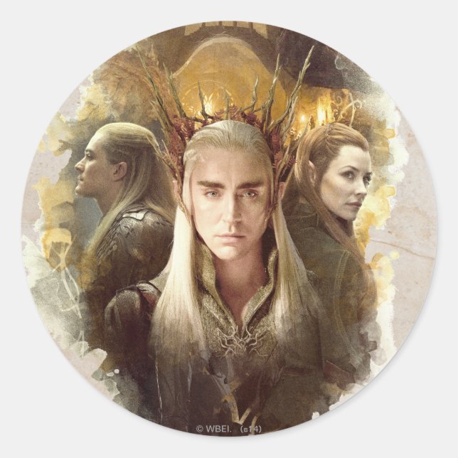 Thranduil, LEGOLAS GREENLEAF™, & TAURIEL™ Graphic Classic Round Sticker (Front)