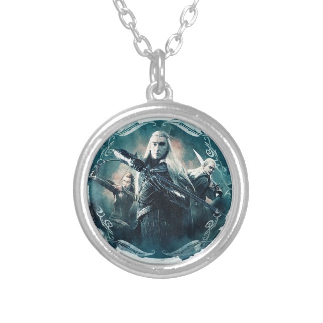 Thranduil, TAURIEL™, & LEGOLAS GREENLEAF™ Graphic Silver Plated Necklace (Front)