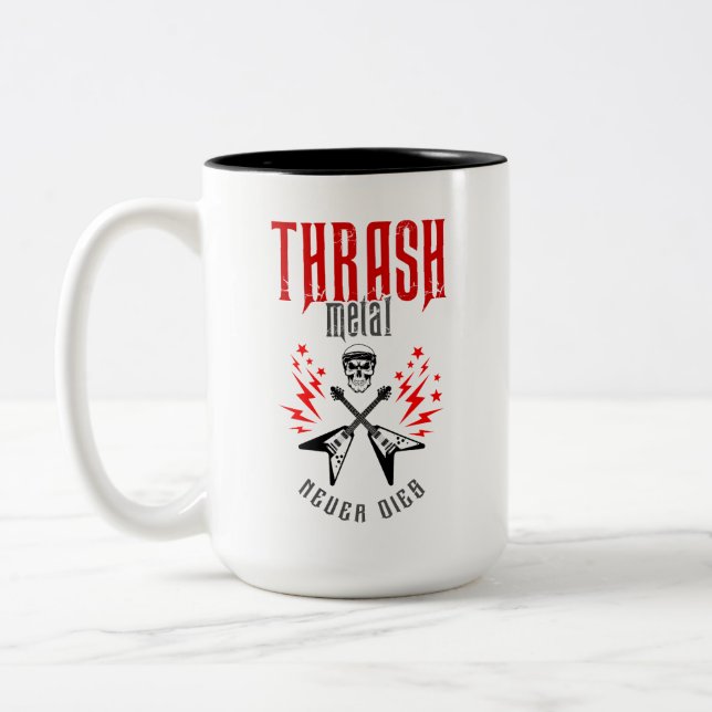 Thrash Metal Never Dies Two-Tone Coffee Mug (Left)