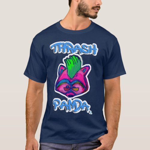 Thrash Panda Funny Punk Racoon Cartoon T_Shirt