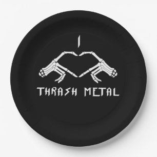 Thrash Skeleton Hands Heart Classic Paper Plates