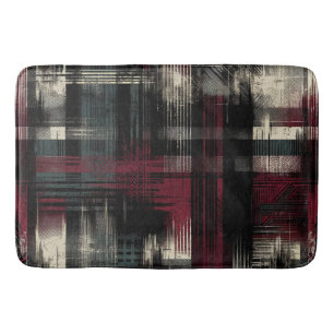 Thrashed Grungy Alternative Grunge Plaid Pattern Bath Mat