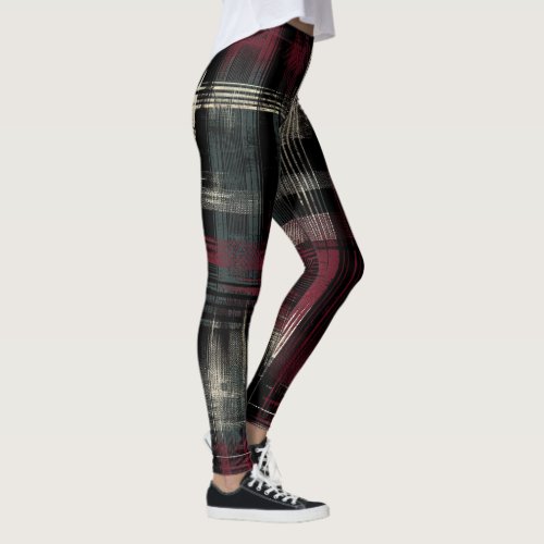 Thrashed Grungy Alternative Grunge Plaid Pattern Leggings