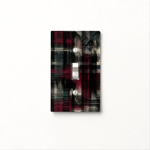 Thrashed Grungy Alternative Grunge Plaid Pattern Light Switch Cover