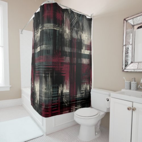 Thrashed Grungy Alternative Grunge Plaid Pattern Shower Curtain