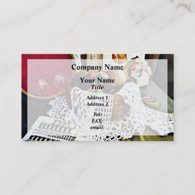 Thread, Lace and  Sewing Patterns Business Card (Front)