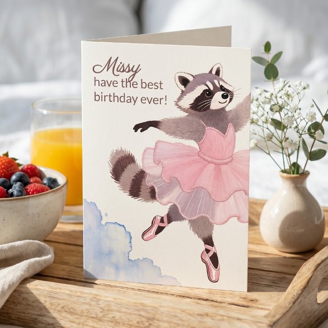 Thread-Painted Art | Ballerina Add Name Birthday Card (Lifestyle Shot)