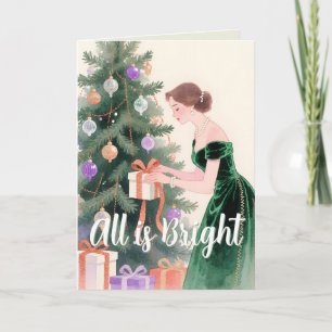 Thread-Painted Art Emerald Eve Classic Christmas Holiday Card