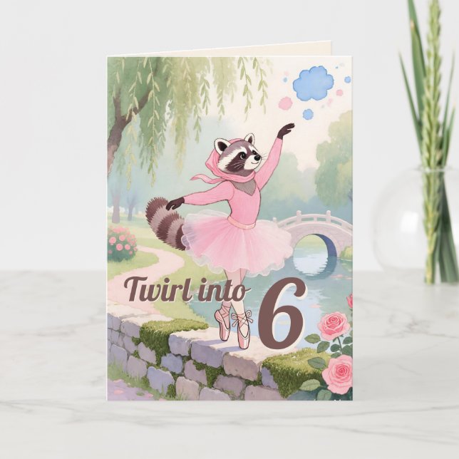 Thread-Painted Art | Hijabi Ballerina Age Birthday Card (Front)
