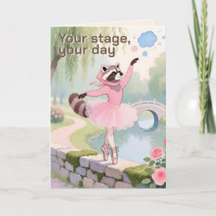 Thread-Painted Art Hijabi Ballerina Birthday Card