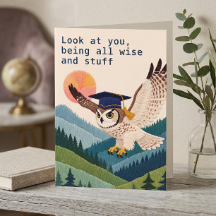 Thread-Painted Art Owl Witty Graduation Card