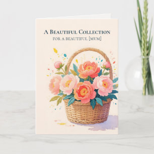 Thread-Painted Art Peony Classic Mother's Day Holiday Card