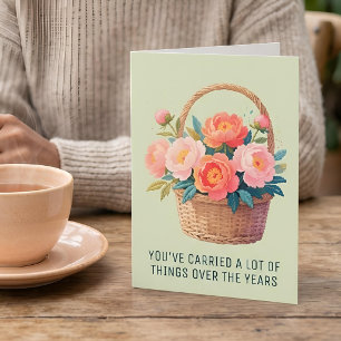 Thread-Painted Art Peony Funny Mother's Day Holiday Card