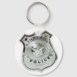 thread police badge keychain