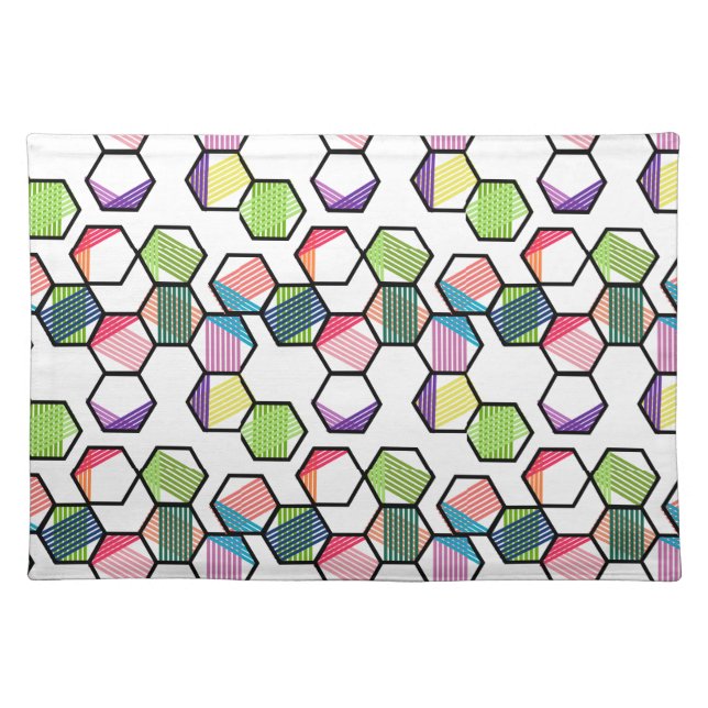 Threaded Hexagons Cloth Placemat (Front)