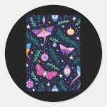 Threadless Carly Watts Christmas Moths Graphic  Classic Round Sticker