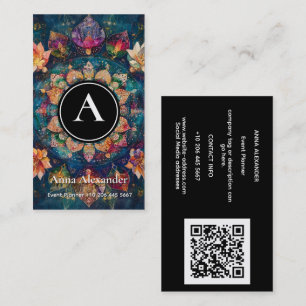 Threads of Light   Floral Mandala Design Business Card