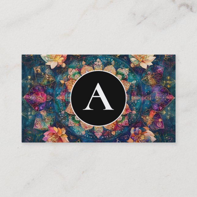 Threads of Light | Floral Mandala Design Business Card (Front)