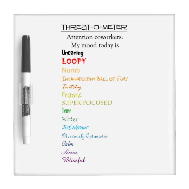 Threat-O-Meter for Offices Small Dry Erase Board (Front)