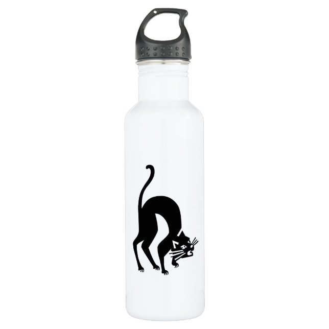 Threatening cat stainless steel water bottle (Front)