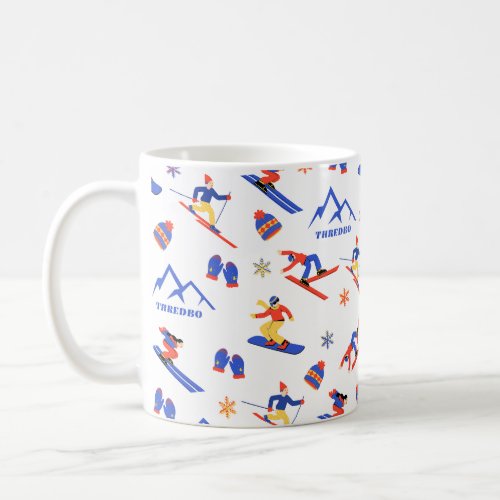 Thredbo Australia Ski Snowboard Pattern Coffee Mug