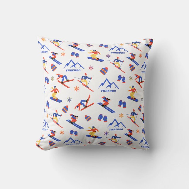 Thredbo Australia Ski Snowboard Pattern Throw Pillow (Front)