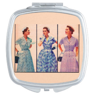 three 1953 dresses - vintage clothing compact mirror