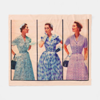 three 1953 dresses - vintage clothing fleece blanket