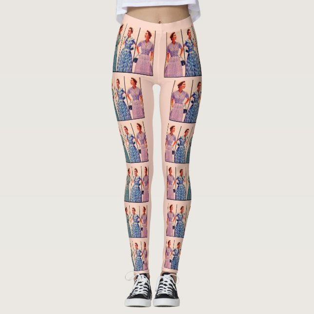 three 1953 dresses - vintage clothing leggings (Front)
