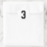 Three 3 Black Sports Font Classic Round Sticker Three 3 Black Sports Font Classic Round Sticker
