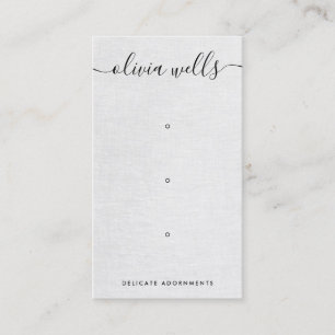 Three 3 Hole Gray Script  Earring Display Holder Business Card