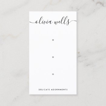 Three 3 Hole Script Stud Earring Display  Busines Business Card by creativedisplaycards at Zazzle