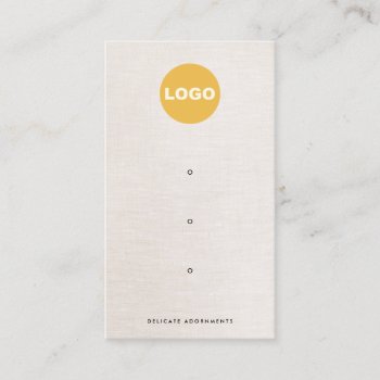 Three 3 Hole Stud Earring Display Add Logo Linen Business Card by creativedisplaycards at Zazzle