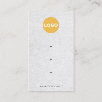 Three 3 Hole Stud Earring Display Gray Linen Logo Business Card by creativedisplaycards at Zazzle