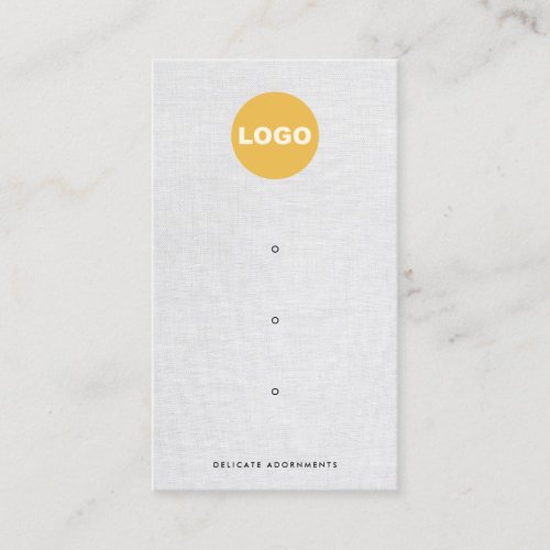 Three 3 Hole Stud Earring Display Gray Linen Logo Business Card