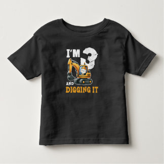 Three 3yr 3rd Birthday Construction Boy 3 Years Toddler T-shirt