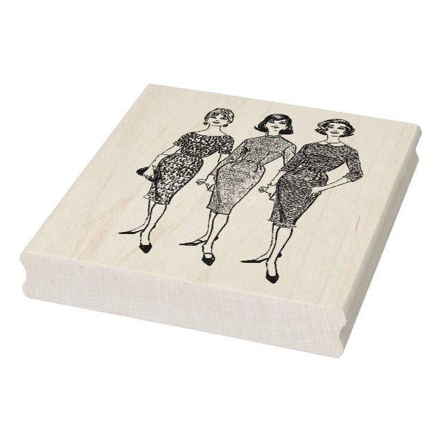 Three '60s Women Vintage Rubber Art Stamp (Stamp)