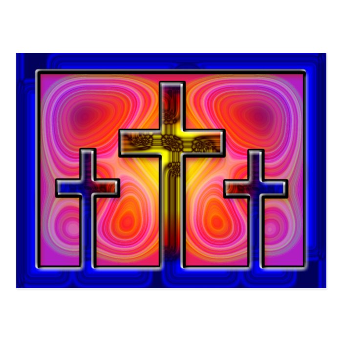 THREE ABSTRACT CROSSES POSTCARD