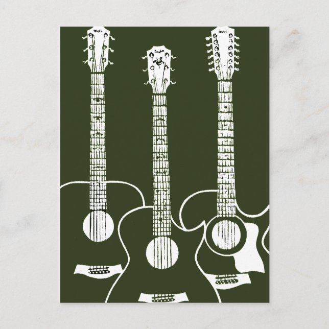 three acoustic guitars postcard (Front)