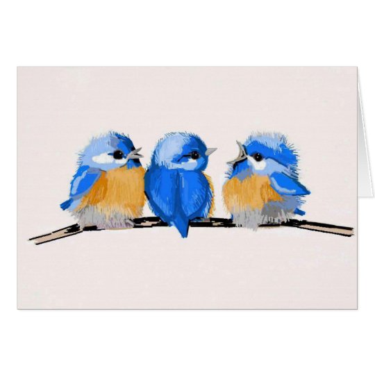 Three Adorable Baby Bluebirds Blank Note Card | Zazzle.com