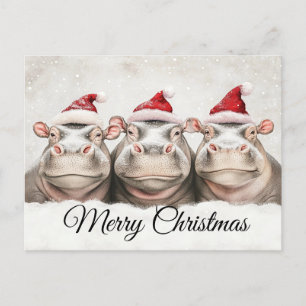 Three Adorable Hippos Holiday Postcard