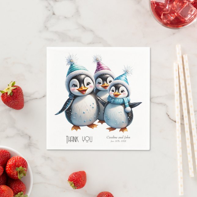 Three adorable penguins  napkins (Insitu)