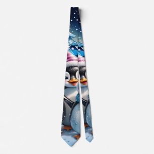 Three adorable penguins neck tie