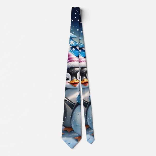 Three adorable penguins  neck tie (Front)