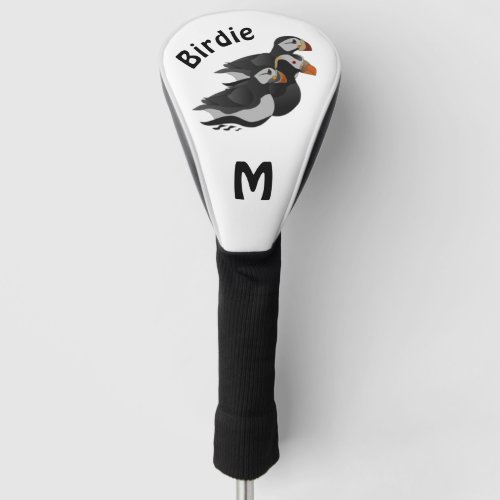 Three Adorably Friendly Puffins Swimming Cartoon Golf Head Cover