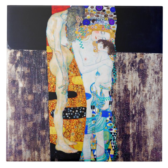 Three Ages of Life, Gustav Klimt Ceramic Tile (Front)