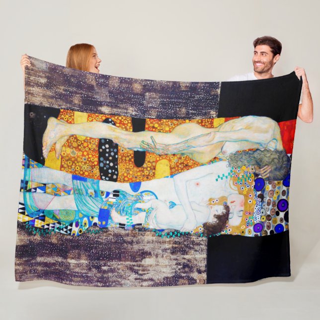 Three Ages of Life, Gustav Klimt Fleece Blanket (In Situ)
