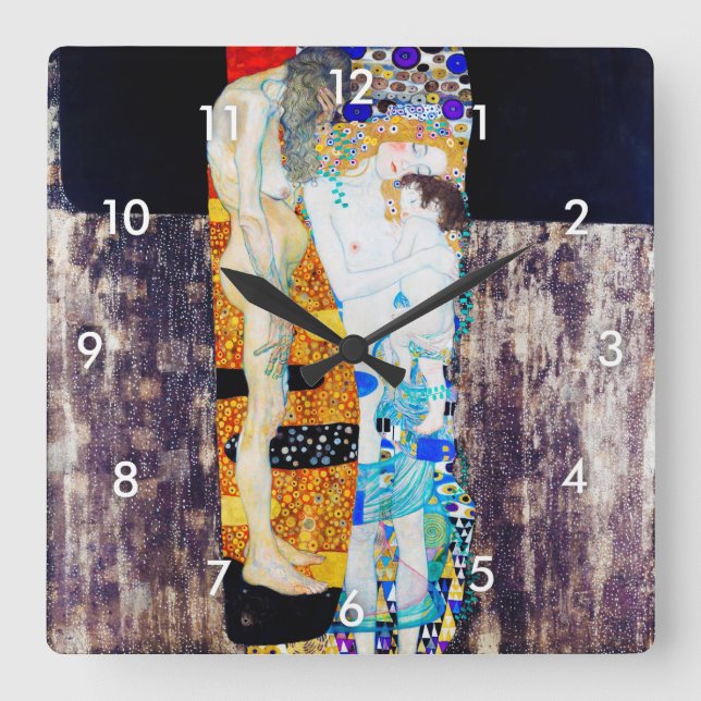 Three Ages of Life, Gustav Klimt Square Wall Clock (Front)