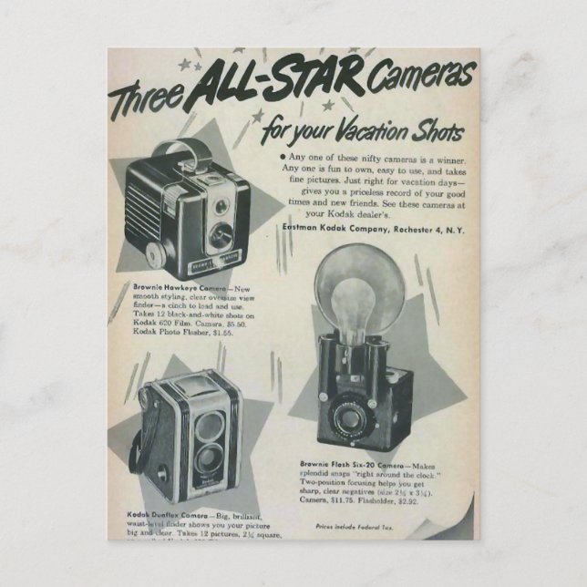 Three All Star Cameras Postcard (Front)